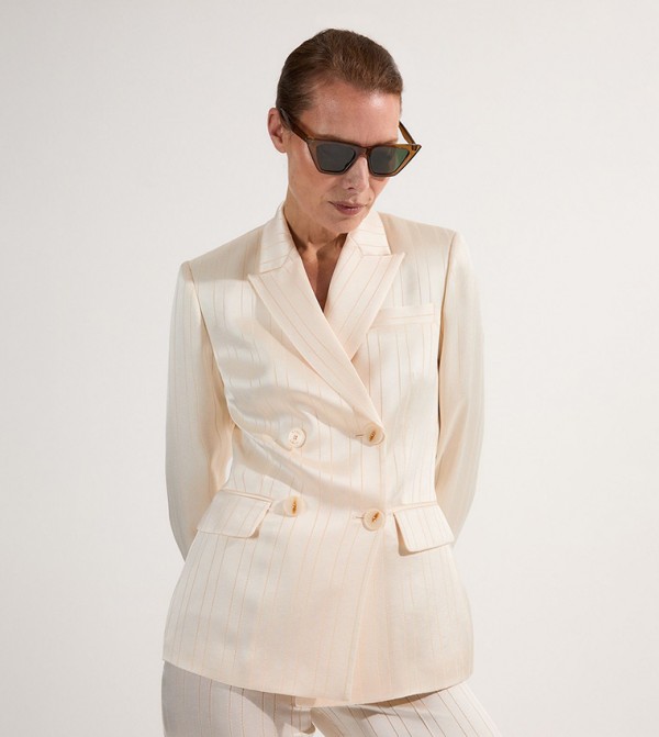 Satin Striped Tuxedo Oversized Blazer