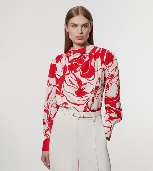 Printed High Neck Top