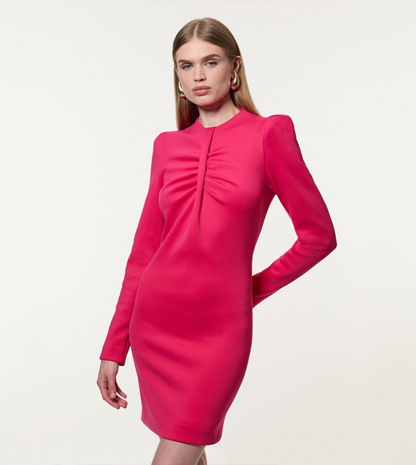Scuba Twist Detail Woven Mini Dress