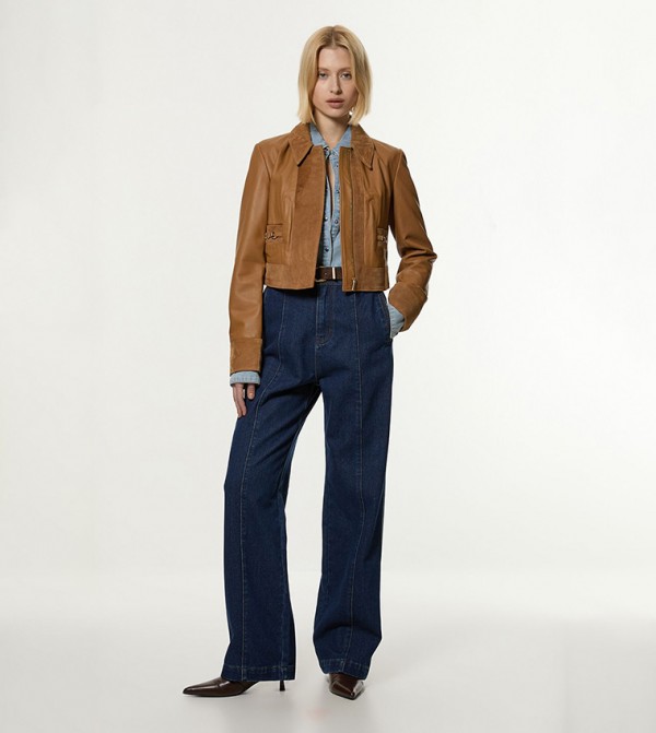 Contrast Stitch Detail Straight Fit Jeans