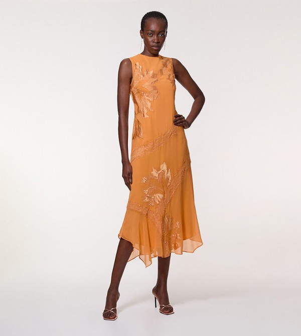 Petite Lace Detail Sleeveless Woven Midi Dress