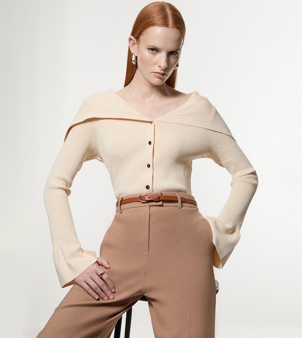 Premium Yarn Wide Collar Knitted Cardigan