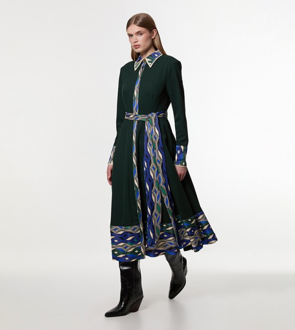 Amelia Graham Printed Satin Midi Dress