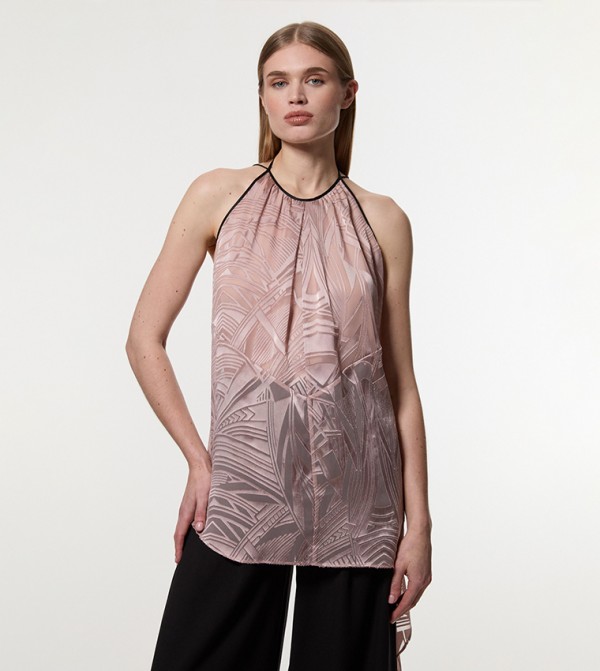 توب بياقة هالتر للمقاسات الصغيرة بطبعة أميليا جراهام