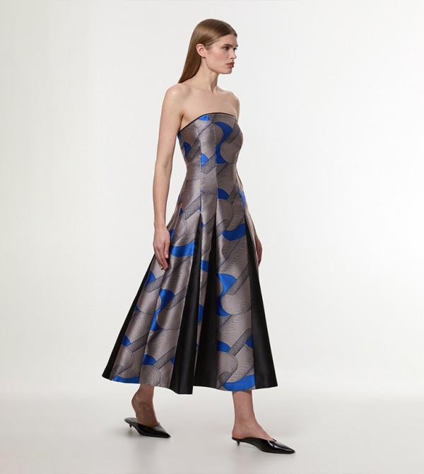 Amelia Graham Tall Printed Tailored Bandeau Prom Dress