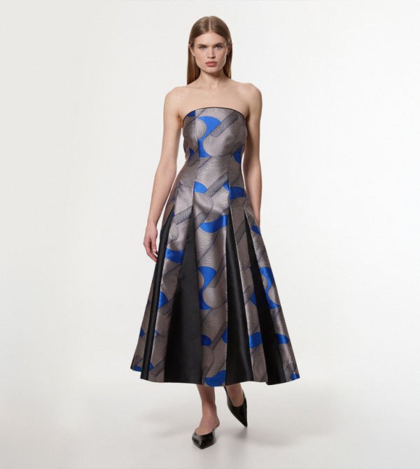 Amelia Graham Petite Printed Tailored Bandeau Prom Dress