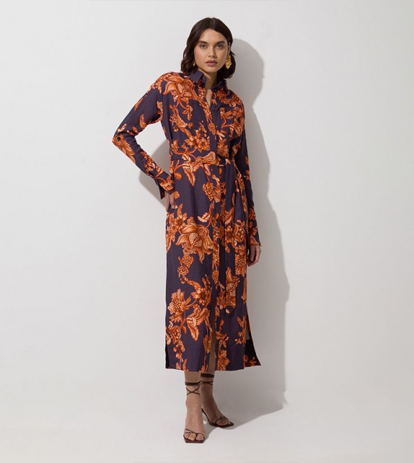 Viscose Linen Woven Shirt Dress