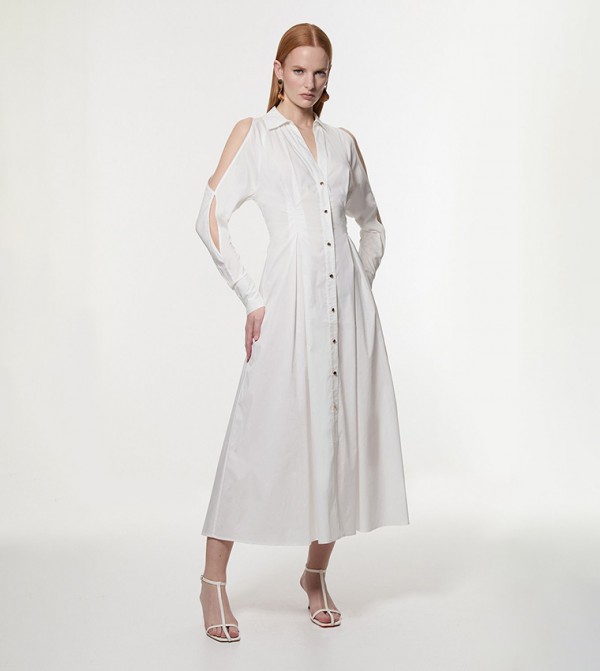Chain Detail Poplin Shirt Dress