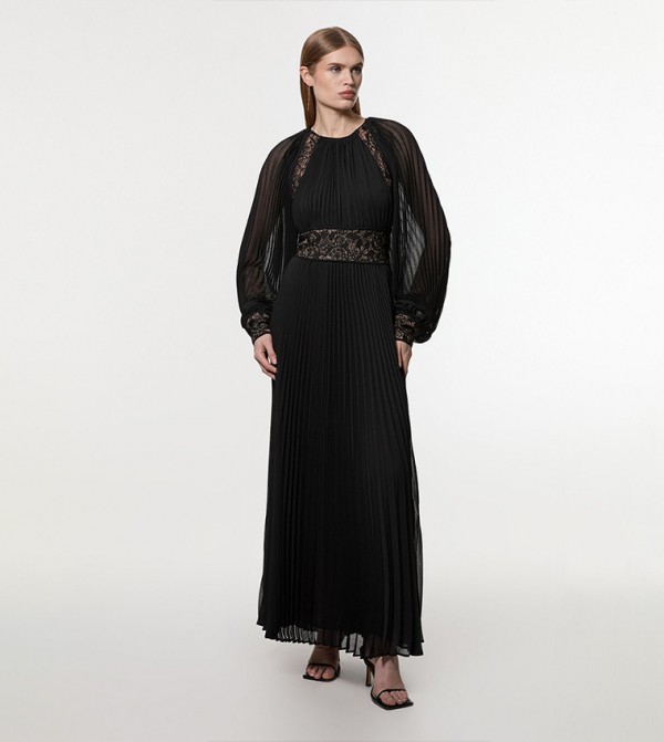 Petite Viscose Georgette Pleated Woven Maxi Dress