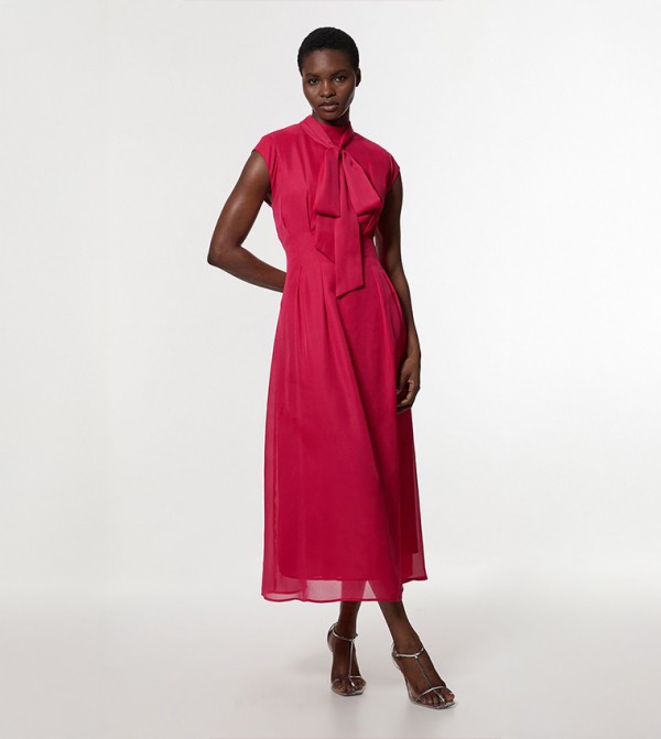 Petite Georgette Woven Sleeveless Pleated Maxi Dress