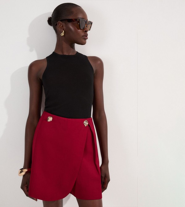 Viscose Linen Tailored Wrap Skort