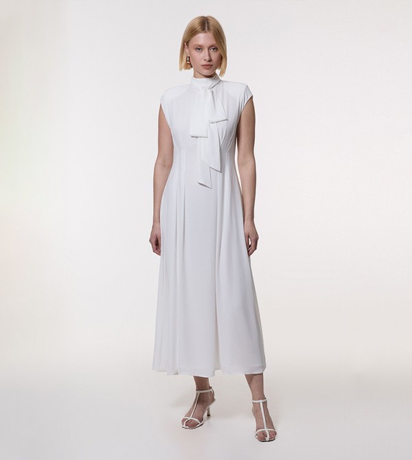 Georgette Pleated Woven Maxi Dress