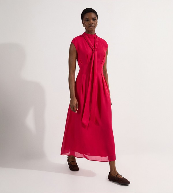 Georgette Woven Sleeveless Pleated Maxi Dress