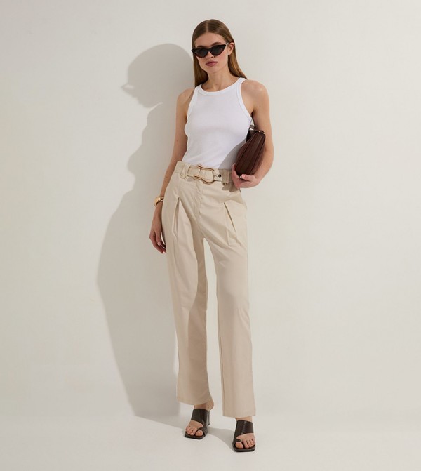 Pleat Detail Straight Fit Trousers