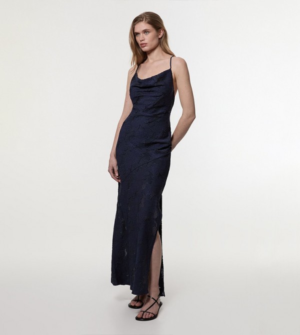 Burnout Jacquard Strappy Woven Slip Dress