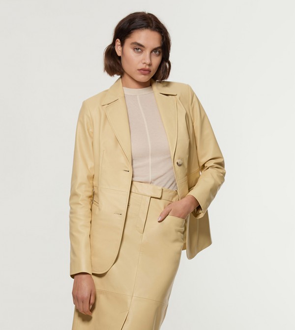Leather Tailored Single Breasted Blazer