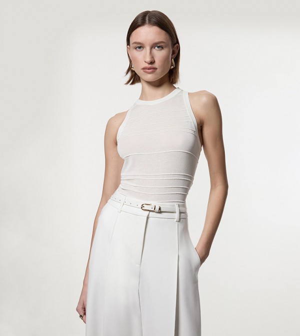 Lightweight Stitch Detail Knitted Sleeveless Top
