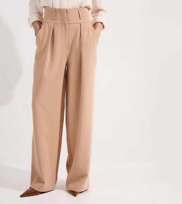 Compact Stretch Essential Wide Leg Trousers