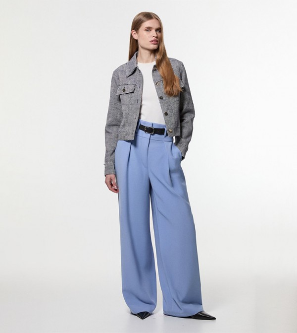 Compact Stretch Essential Wide Leg Trousers