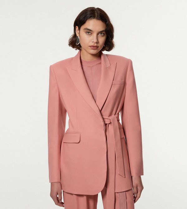 Soft Tie Back Detail Tailored Single Breasted Blazer