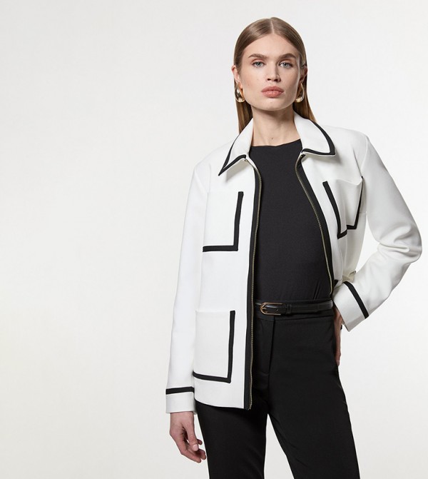 Tipped Pocketed Tailored Jacket