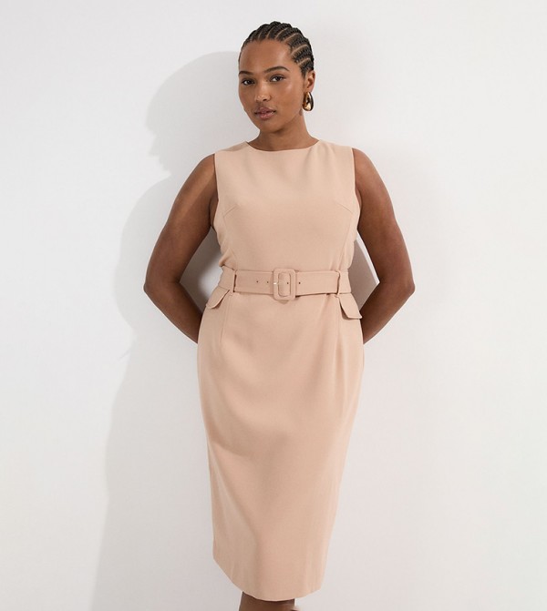 Curve Belted Tailored Midi Dress