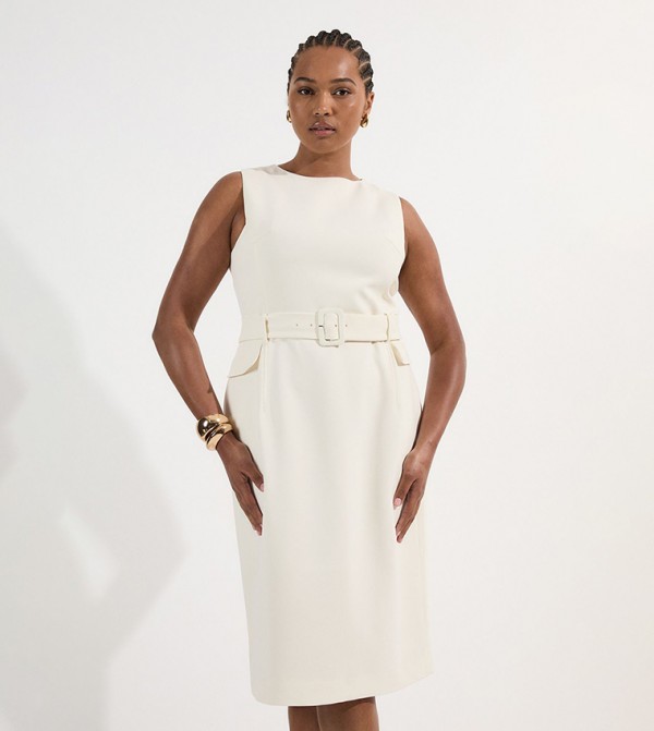 Curve Belted Tailored Midi Dress