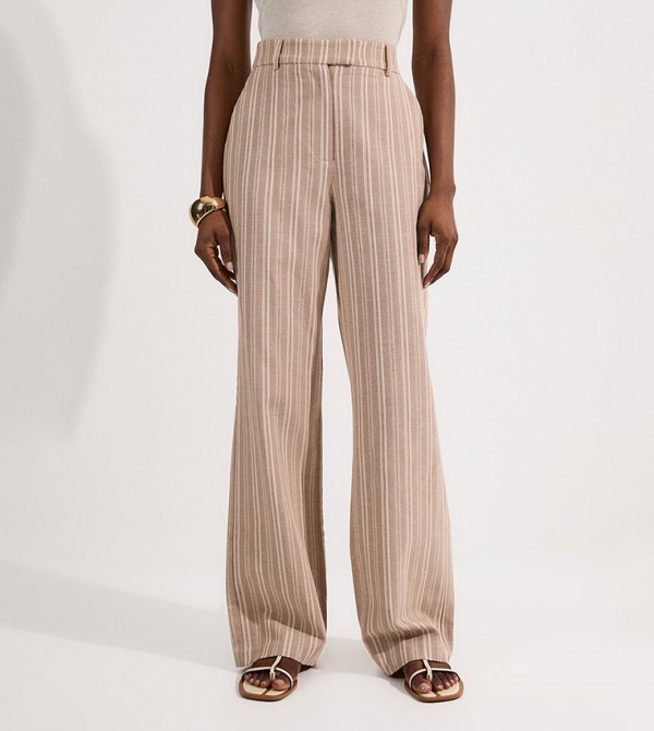 Linen Sparkle Striped Wide Leg Trousers