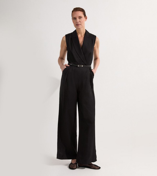 Premium Tailored Belted Wide Leg Jumpsuit