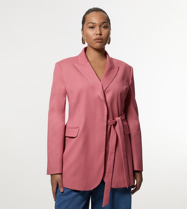 Curve Tie Back Detail Tailored Single Breasted Blazer