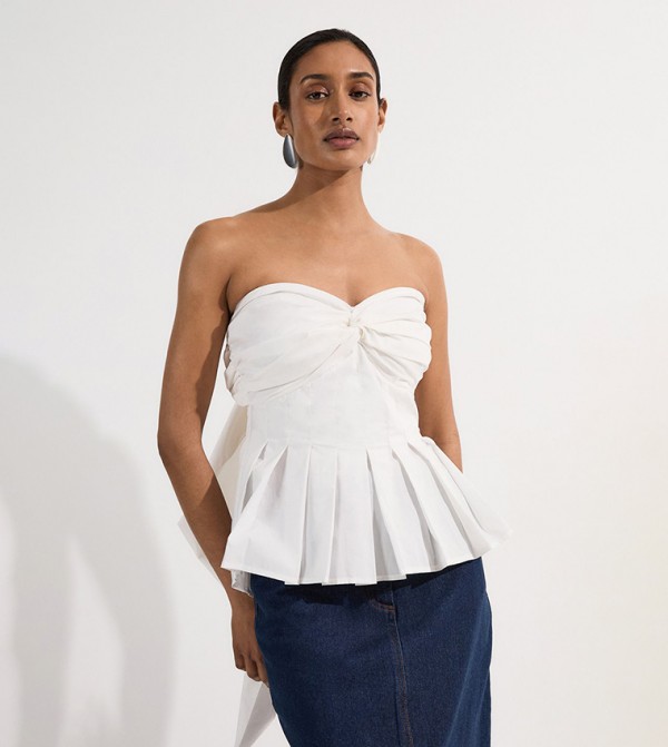 Poplin Bow Detail Woven Top