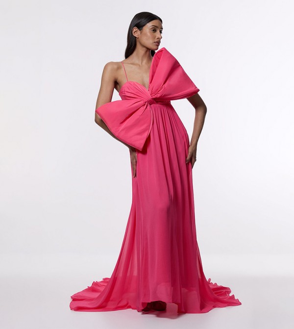 Petite Taffeta Bow Detail Maxi Dress