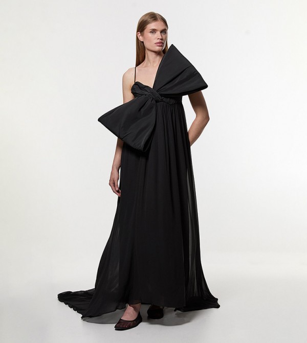 Tall Taffeta Bow Detail Woven Maxi Dress