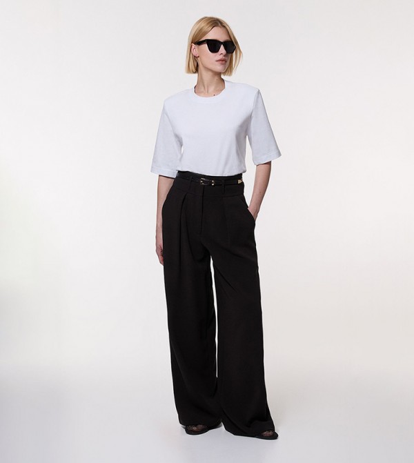 Petite Tailored High Waist Wide Leg Trousers