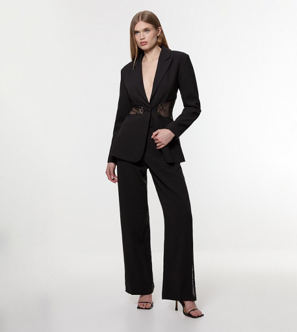Tailored Lace Detail Straight Fit Trousers