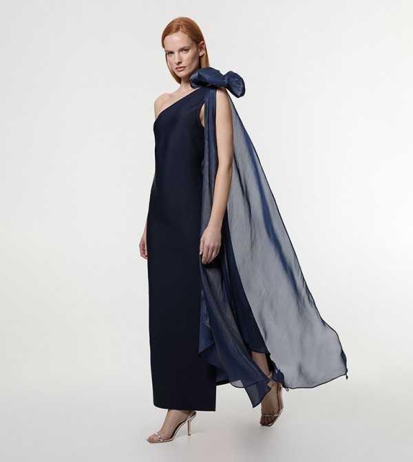 Bandage Figure Form Knit Tassel Sleeves Detail Maxi Dress
