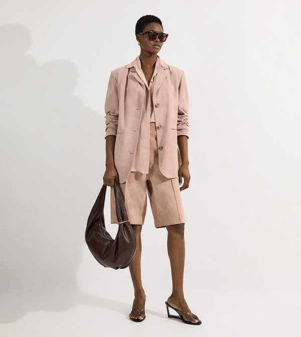 Suede Tailored Single Breasted Blazer