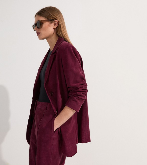 Suede Single Breasted Blazer