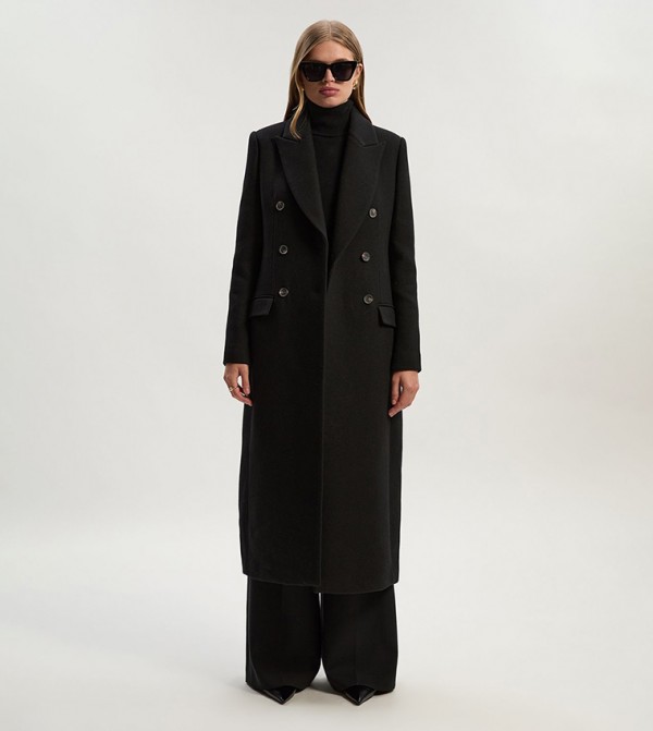 Petite Wool Double Breasted Tailored Midi Coat
