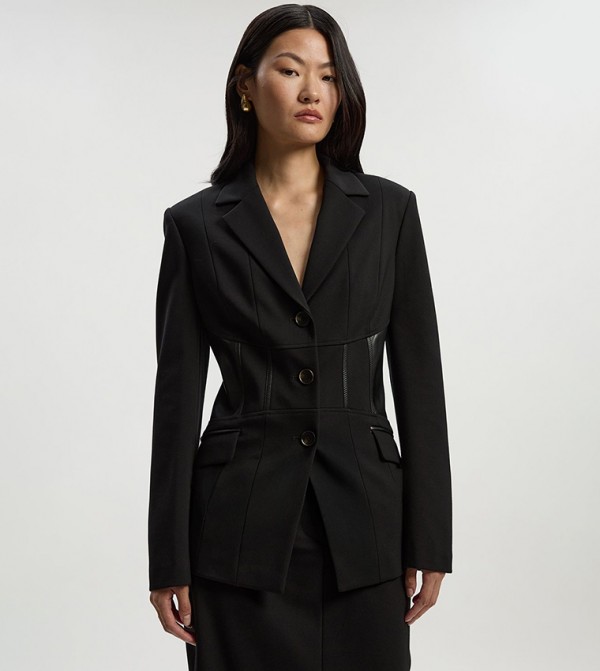 Waist Seam Detail Tailored Single Breasted Blazer