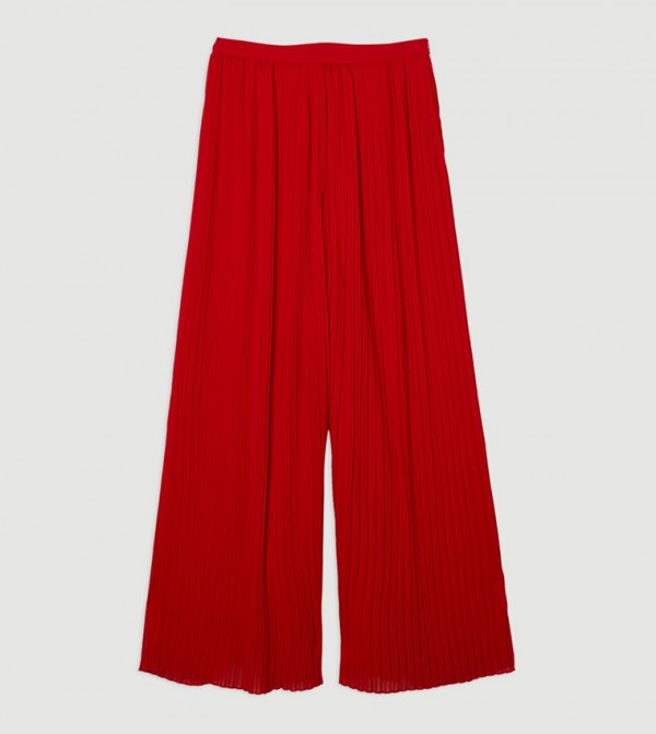 Pleated Woven Wide Leg Trousers