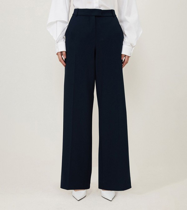Petite Compact Stretch Wide Leg Trousers