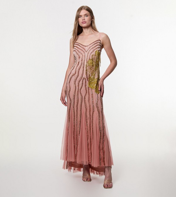 Digital Ophelia Ombre Beaded Woven Maxi Dress