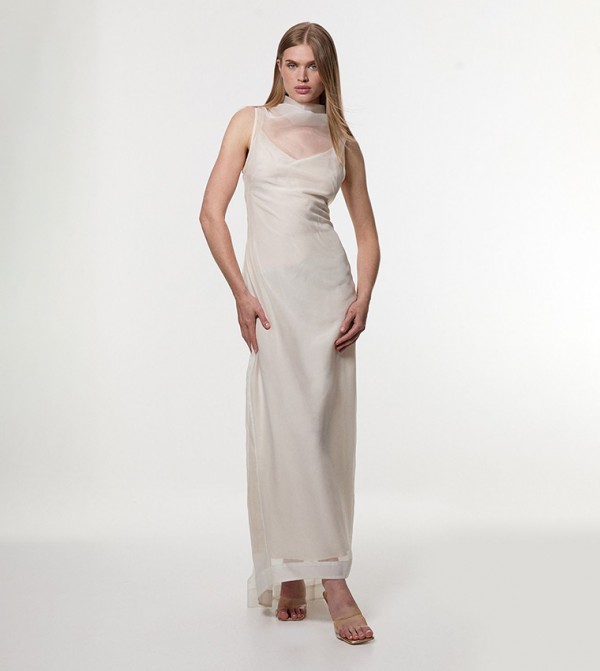 Digital Ophelia Organdie High Neck Maxi Dress
