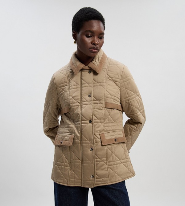 Quilted Padded Cord Mix Short Coat