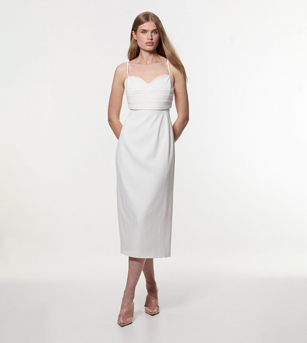 Strappy Tailored Corset Detail Midi Dress