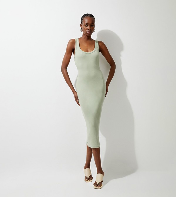 Petite Compact Jersey Rib Racer Maxi Dress