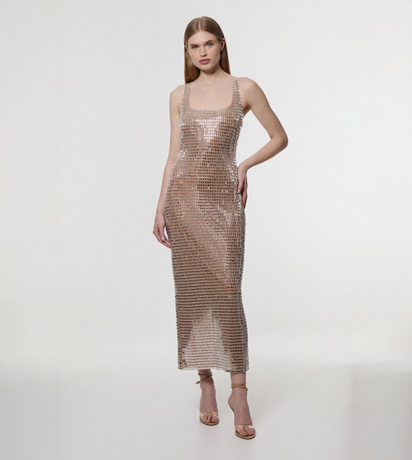 Petite Premium Crystal Embellished Jersey Midi Dress