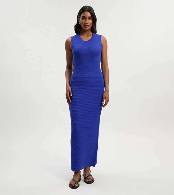 Textured Stitch Wrap Back Maxi Dress