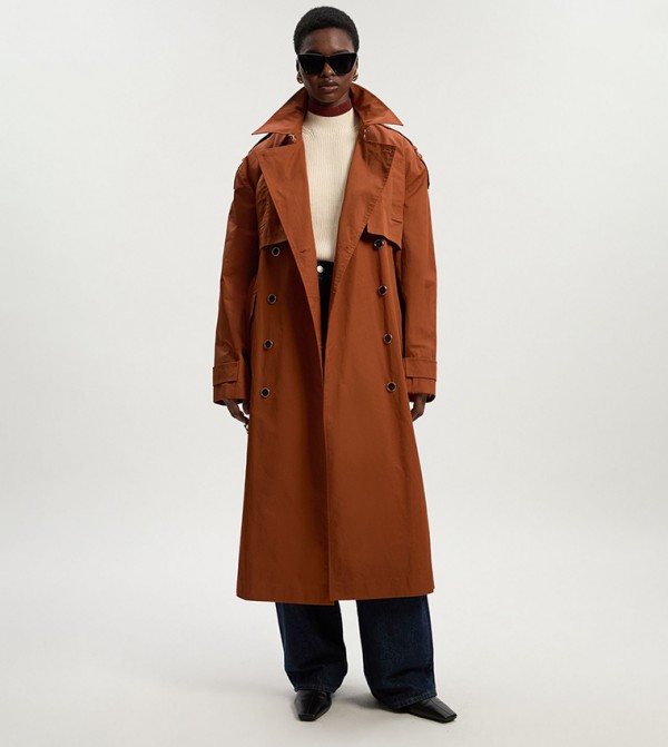 Relaxed Fit Polished Trench Coat